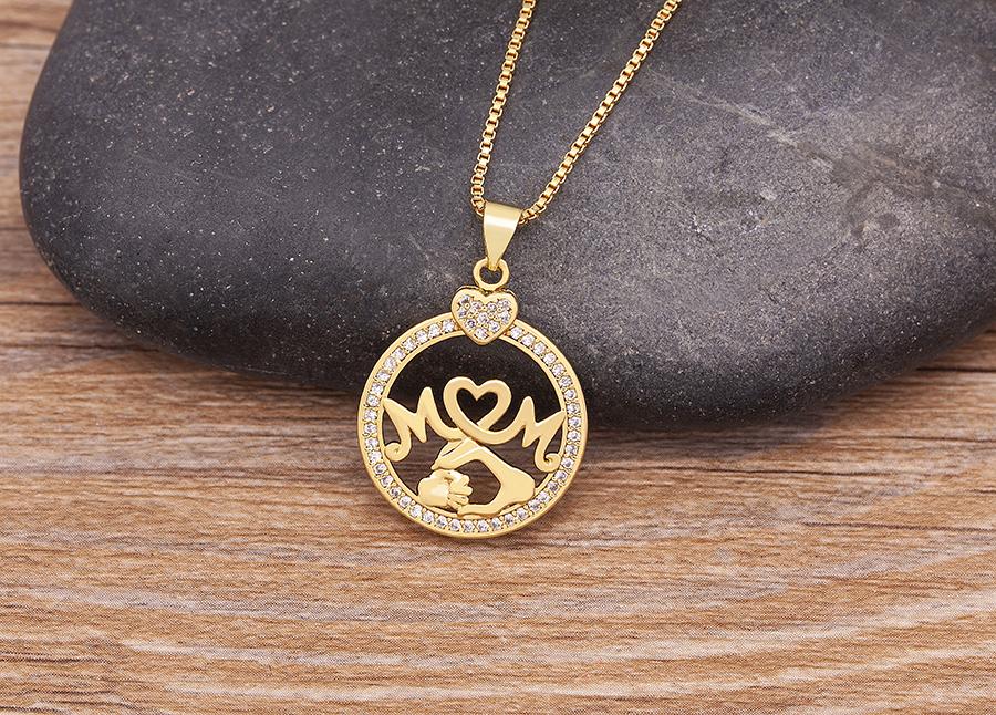 Nidin Ins Fashion New Creative Design Zircon MOM Letter Heart Shape Necklace Personalized Jewelry Party Accessories Gift