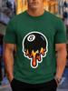 2026 New 100 Cotton Tshirt Dripping Lava Flame 8ball Billiard American Street Cartoon Print Unisex Tee Casual Short Sleeve