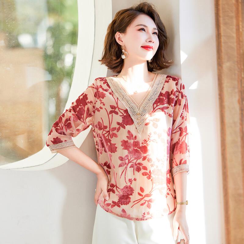 

Jianhu Women s V-Neck Seven-Sleeve T-Shirt XXL