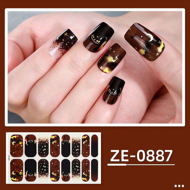 

Halloween Nail Art Sticker Waterproof Cartoon Nail Oil Film Stylish and Cute No-Bake Nail Luminous Sticker ZE-0887