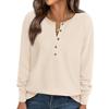 TIFICY Women's Fashion Casual Spring Autumn Solid Color Print Long Sleeve V-Neck Blouses & Shirts