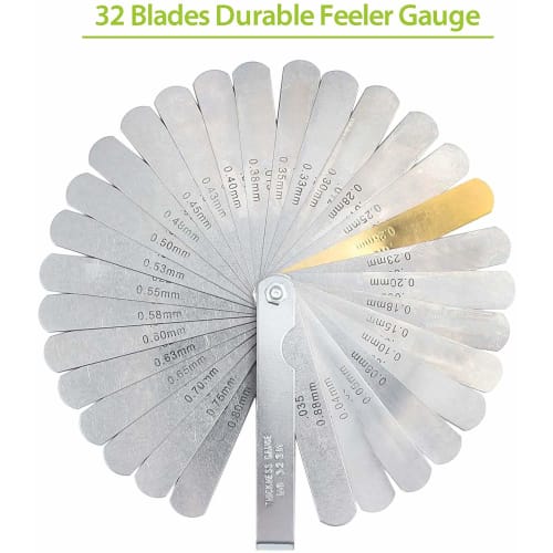 JUTOSU Thickness Gauge, 32-Piece Steel Feeler Gauge with Dual Marking, Metric & Imperial, 0.04-0.88 mm (0.04-0.88 mm)