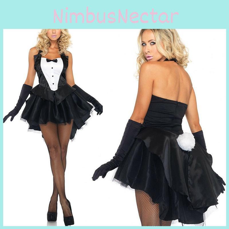 Elegant Backless Women's Bunny Rabbit Cosplay Tuxedo Halloween Outfit Fancy Dress