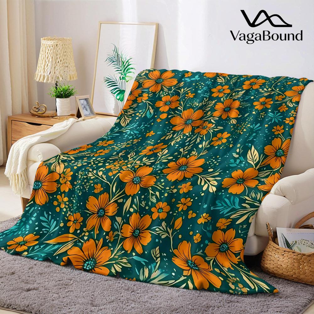 Coperta in Flanella Color Teak e Fiore d'Arancio Calda Morbida Halloween Natale Divano Caldo Accogliente Decorazione Decorativa Regalo per Tutte le Stagioni