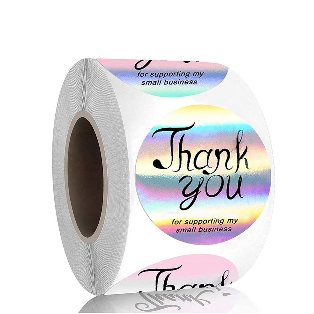 50-500pcs Black And Pink Sealing Label Sticker 1inch Laser Thank You Stickers For Gift Decoration Business Packaging Stationery
