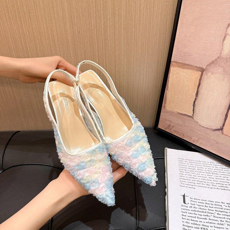 

Pink kitten heel high heel bag head sandals women s 2025 new spring and summer design temperament socialite pointed head single shoes 43