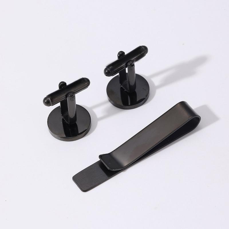 Stylish Men's Tie Clip and Cufflinks Set for Business Professional Craft of Stainless Steel With Elegant Designs