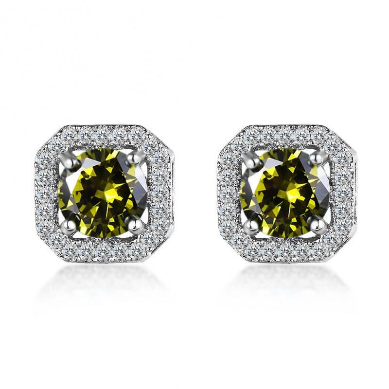 Hot-selling crystal zircon stud earrings slightly inlaid with white diamonds, fashionable and simple earrings for women