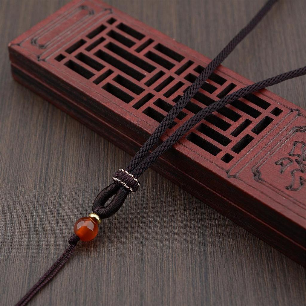 Jade Agate Necklace: Adjustable Amber Pendant Rope for Men & Women