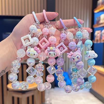 Sanrio Hello Kitty Melody Kuromi Cinnamoroll Łańcuszek do telefonu Wisiorek do aparatu Ręcznie rysowany Koralikowy Kawaii Bransoletka Breloczek