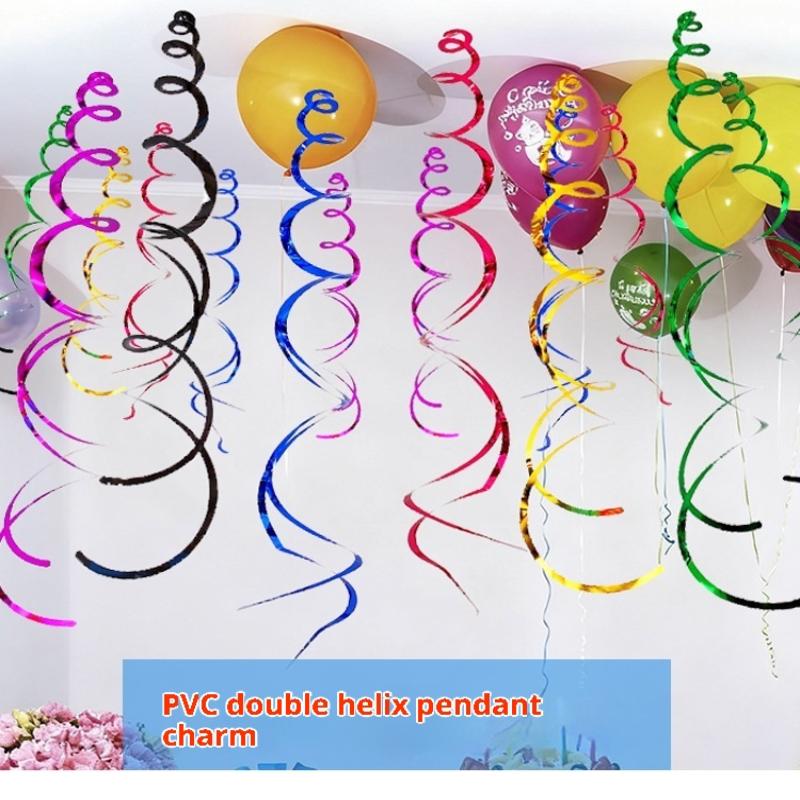 6/12Pcs Pvc Curling Spiral, Party Decoration Party Theme Decorations Dangling Spirals Pendant Party Spiral Birthday Party