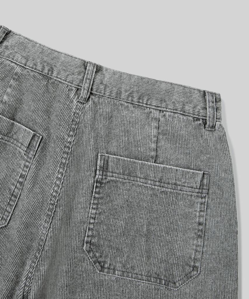 Beodeonteu Corduroy Cut-Out Layered Pants [Gray]