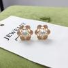 Natural freshwater pearl earrings hollow pink flower pearl earrings fashionable and exquisite pearls