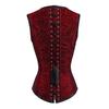 European & American Court Style Black Lace-Up Sleeveless Corset with 12 Steel Bones & Double-Breasted Chain Buttons.