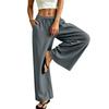 Women's Cotton Linen Straight Leg Pants - Elastic Waist with Drawstring, Casual Color Trousers with Pockets