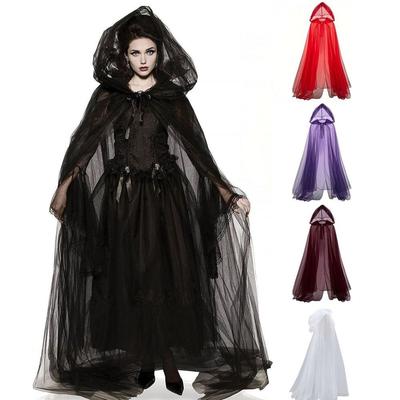 Creative Gift with Oversized Hood Halloween Hooded Cloak Vintage Lace-up Vintage Hooded Cape Black Color Overcoats