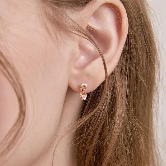 Silver One-Touch Earrings Rhythm RA26A50A
