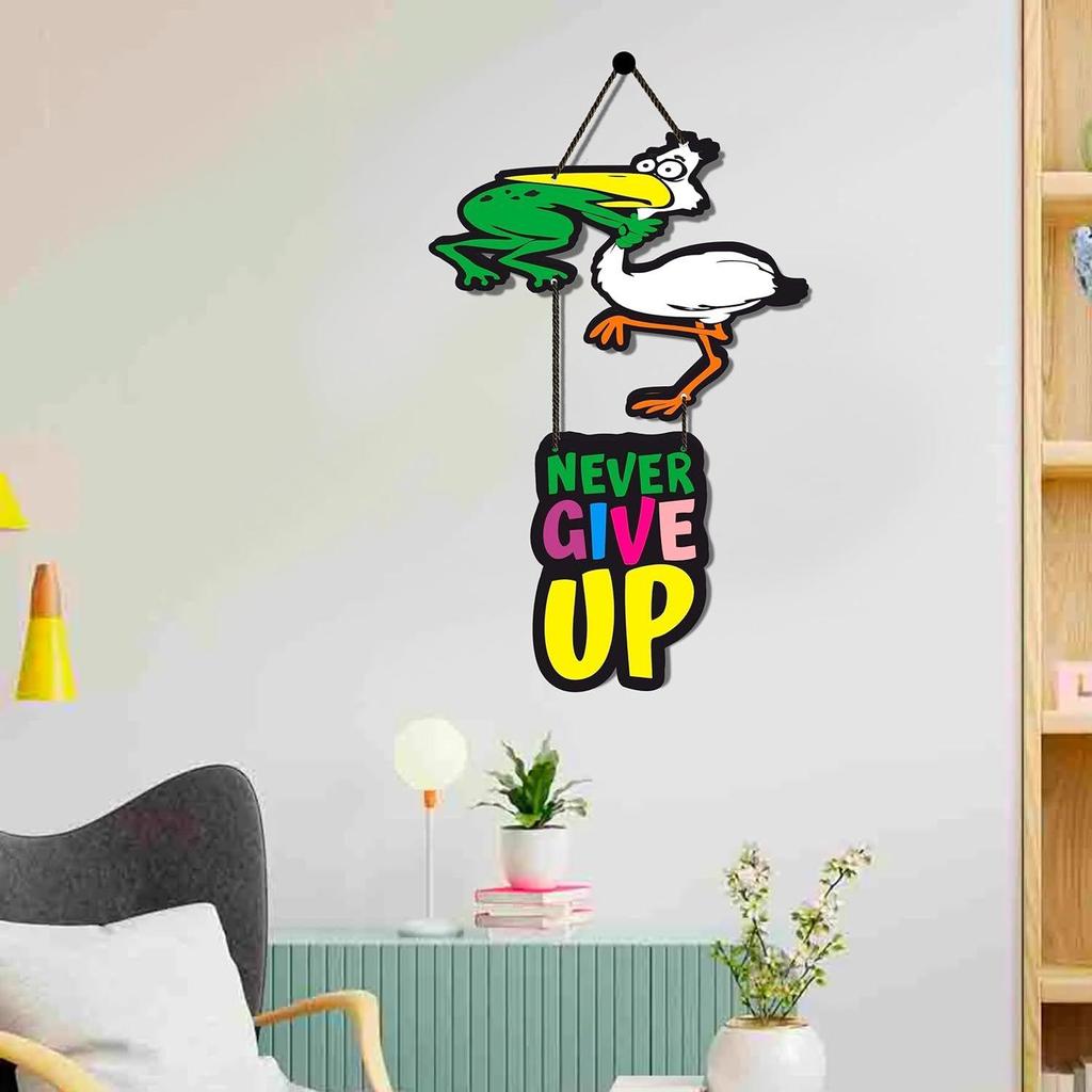 Dekoratives Wandbehang Holz Kunst Dekoration Artikel für Zuhause | Büro | Wohnzimmer | Schlafzimmer | (Gib niemals auf)