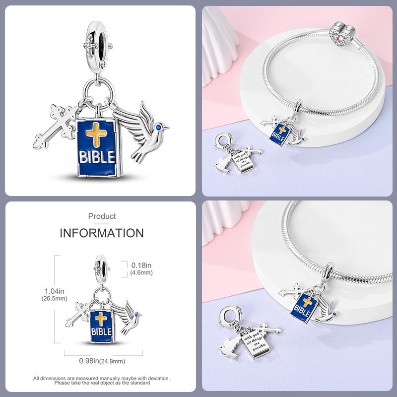 100% Copper Love Cross Bible Pendants Luminous Ufo Charms Beads Fit Qikaola Original Bracelet Fine Diy Jewelry Gift