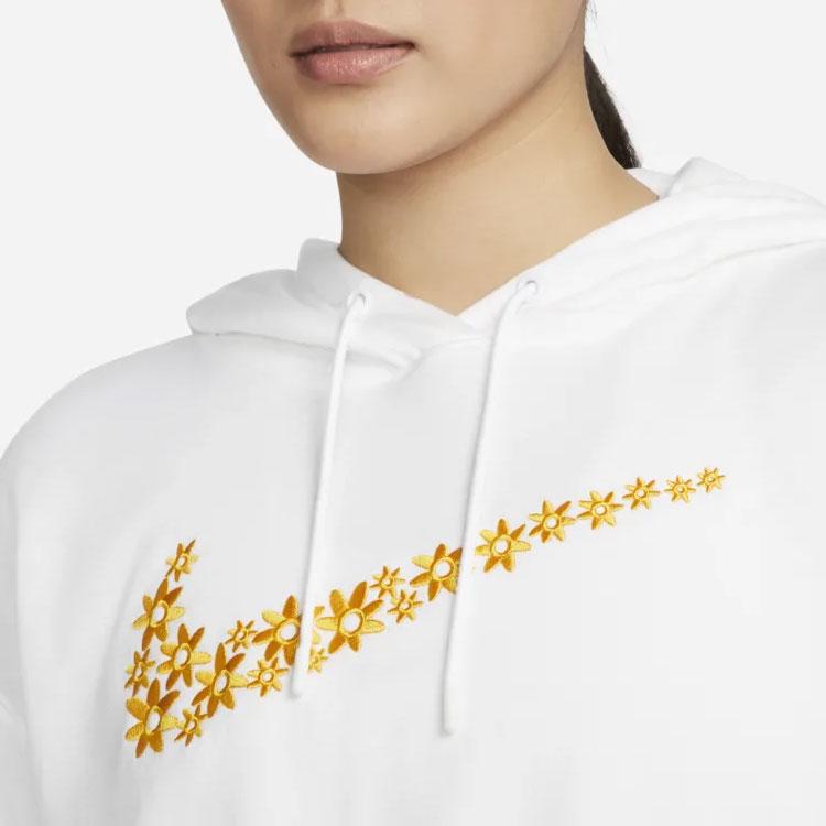 Nike Sportswear Daisy Logo Embroidered Loose Fleece Hoodie Women Hoodie White DO7257-100