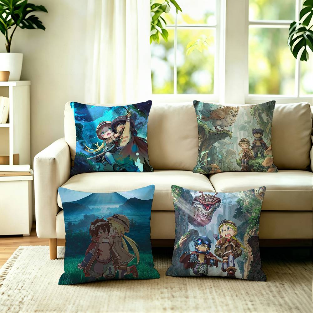 Anime MMade in Abyss Pillow Case Square DoubleSided Sofa Cushion Cover Bedroom Bedside Pillow