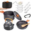 Compact Outdoor Cookware Set: Lightweight Aluminum Teapot, Pots, Pans, and Tableware for Camping