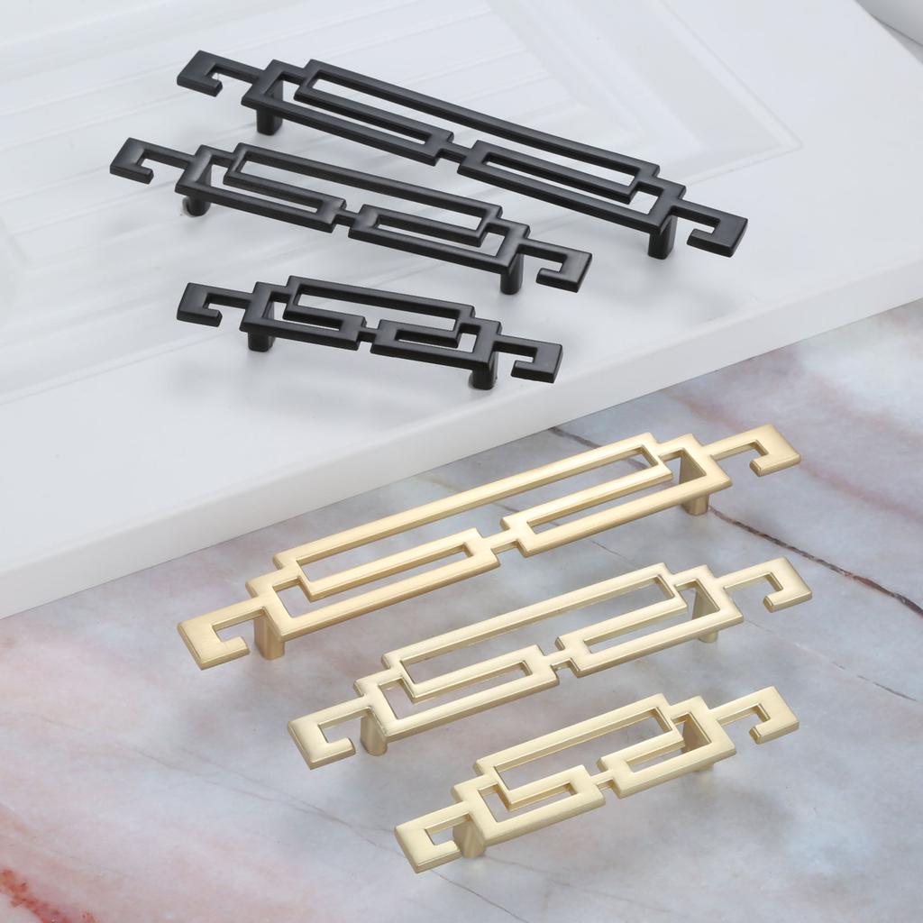 DRELD Gold/Black Dresser Pulls Drawer Furniture Handle Knob Kitchen Cabinet Pulls Door Handles Knobs Cupboard Handle 64/96/128MM