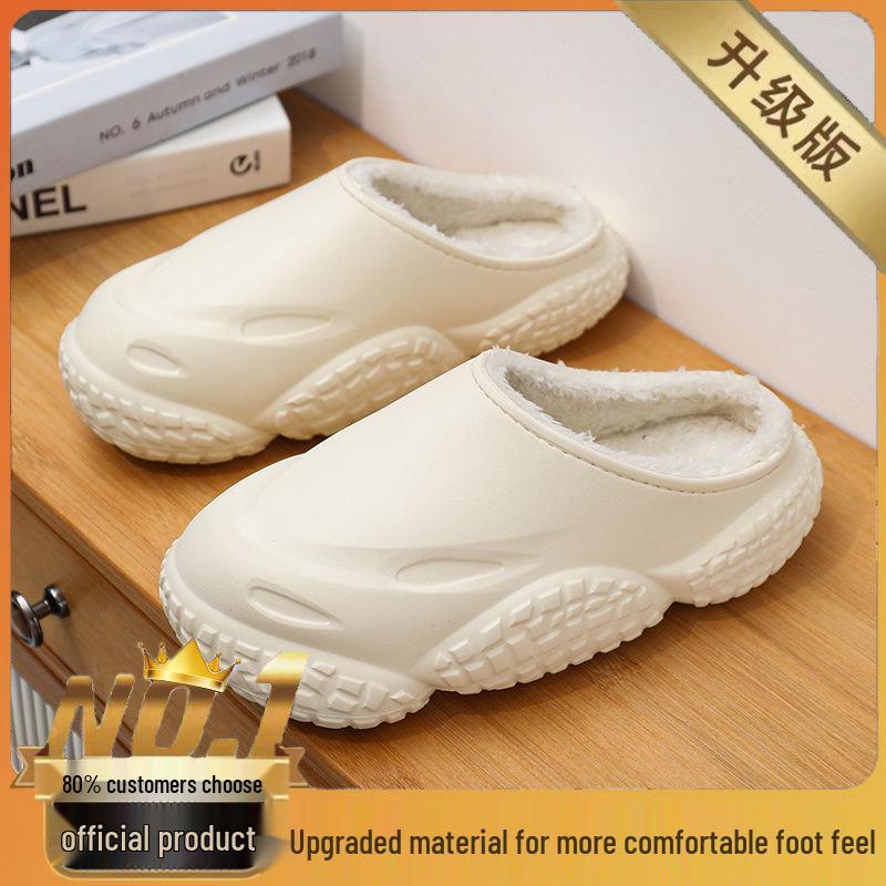 Winter Cotton Slippers: Non-slip, Waterproof, Thick-soled, Warm Velvet, Closed-toe for Men & Women