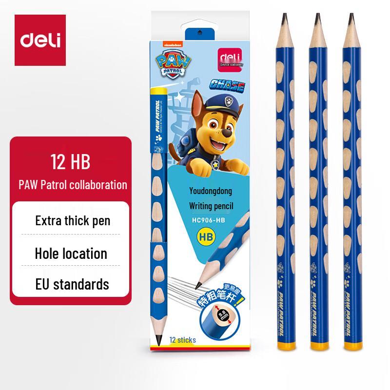 Deli Paw Patrol Ergonomic Triangular Grip Pencils 12 Pcs