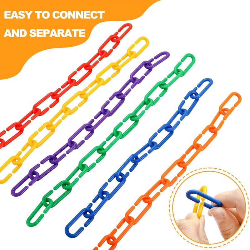 100-200Pcs Rainbow C-Shaped Plastic Buckles Bird Swing And Climbing Chain Cage Toy Hooks Diy Children'S Classroom Learning Toy