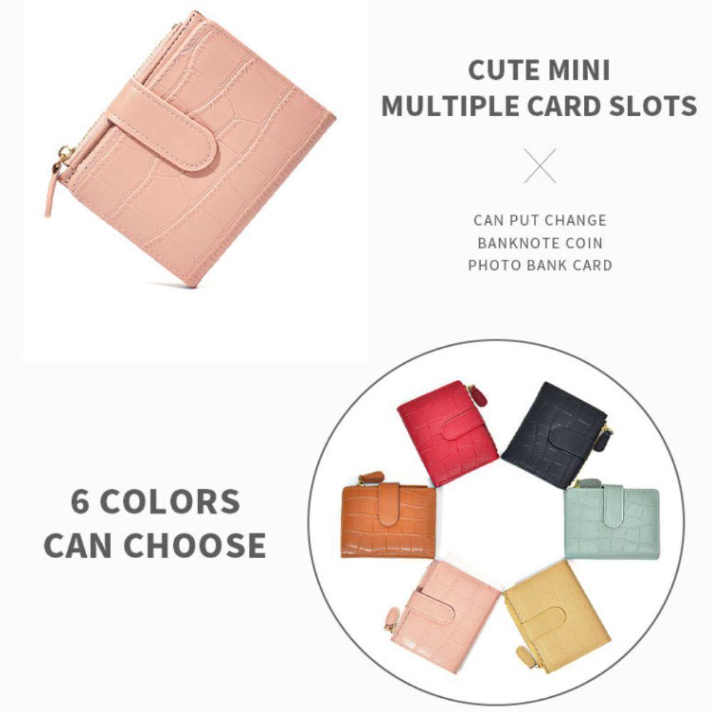 Korean Style Short Wallet Alligator Pattern Women's Wallet Ins Double Fold Wallet  Girl