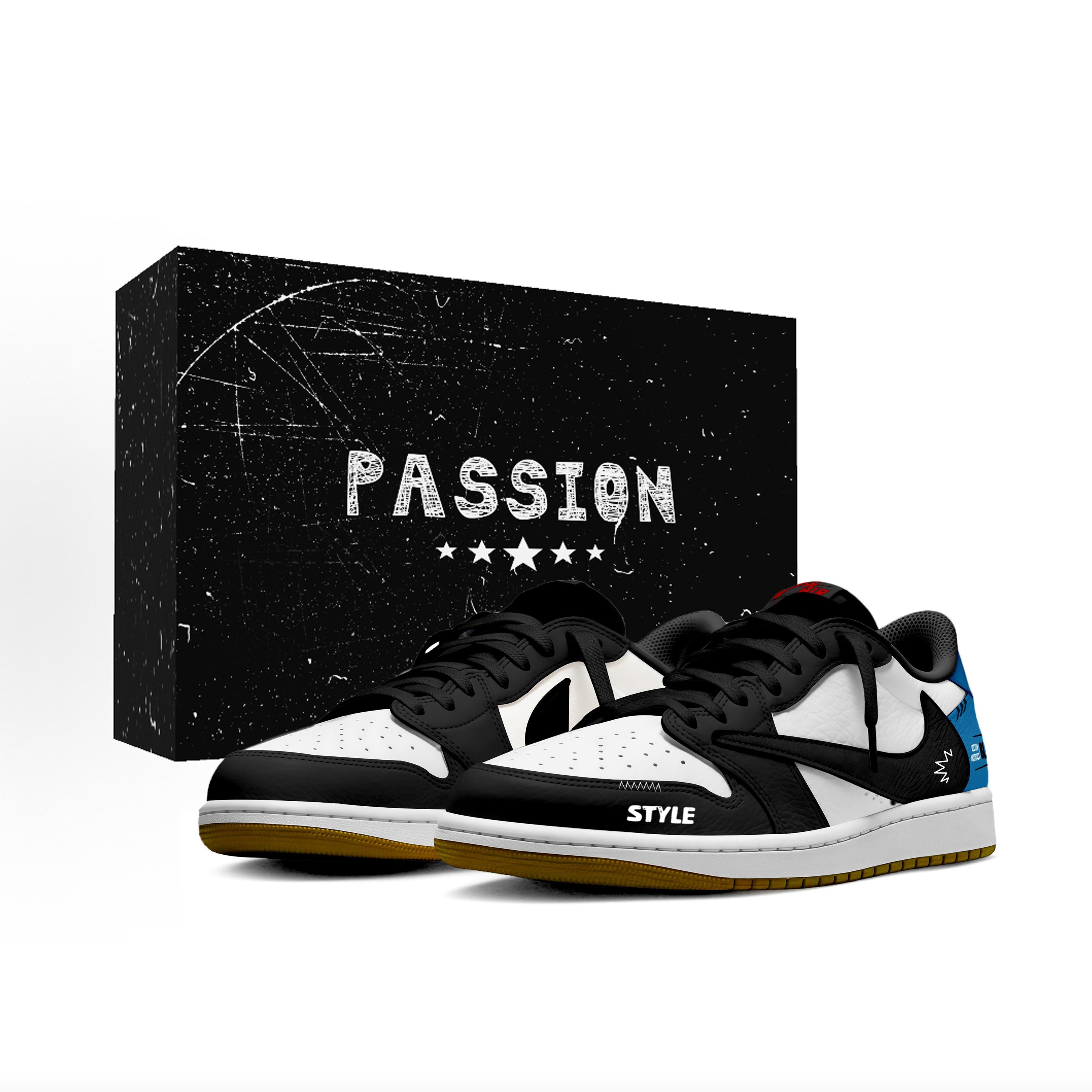 

Jordan x Travis Scott Air Jordan 1 Trendy And Cool Reverse Blade BOX Leather Low top Vintage Basketball Shoes Women s DZ4137-700(Team1896-BOX) 42