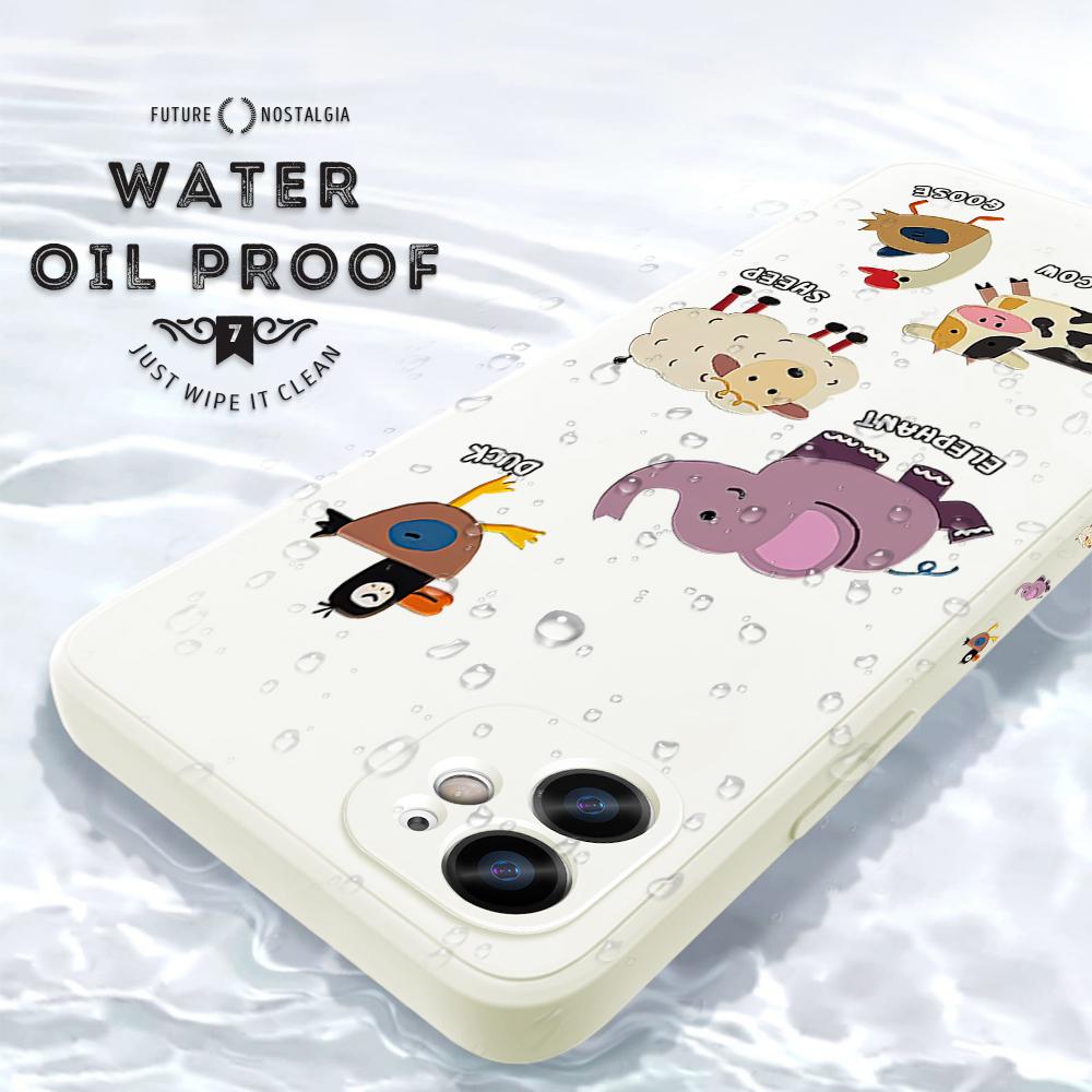 Cartoon Colorful Pattern Printing Phone Case Square Liquid Silicone TPU Full Cover Camera Shockproof Protection Cover for Samsung Infinix Tecno