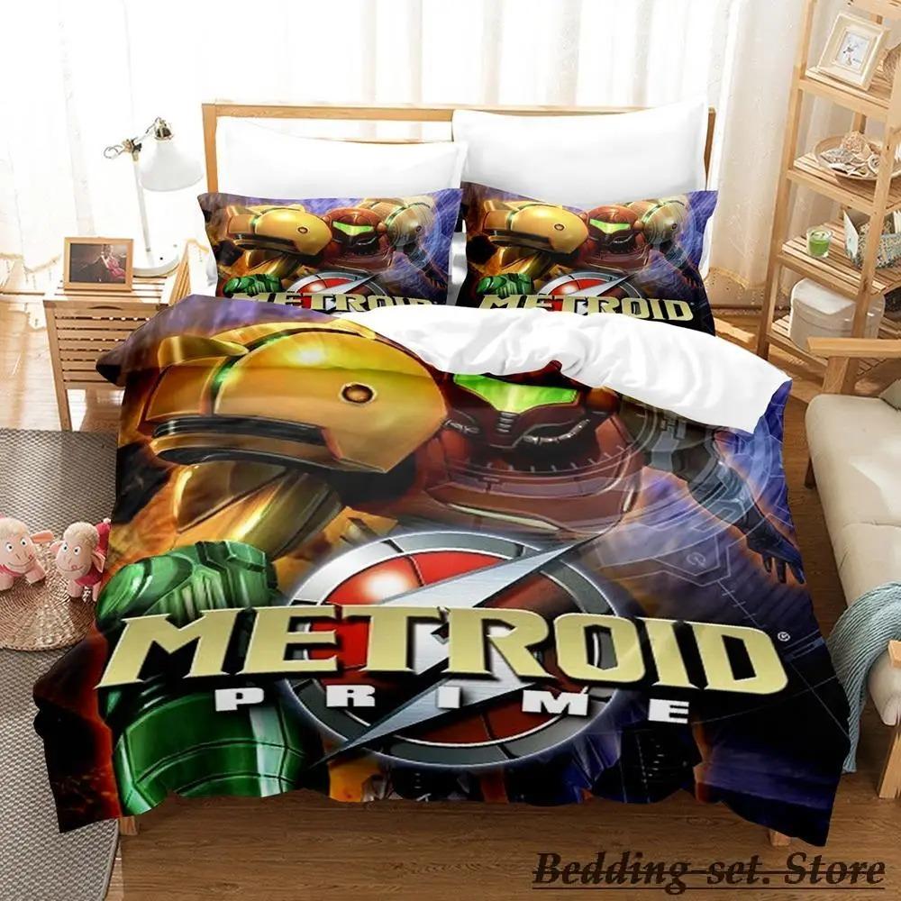 New Metroid Prime Bedding Set Single Twin Full Queen King Size Bed Set Adult Kid Bedroom Duvetcover Sets Anime parure de lit Bed
