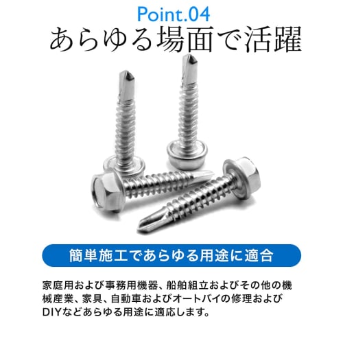 ShopXJ 100-Piece Hex Head Drill Screws, M4, M5, M6, Stainless Steel, White (M6.3*25)