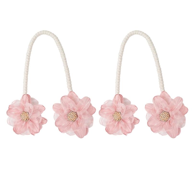 2Pcs Handmade Flower Curtain Tieback Elegant Decorative Clip Window Drapery Holdback Buckles Tie for Living Room Bedroom