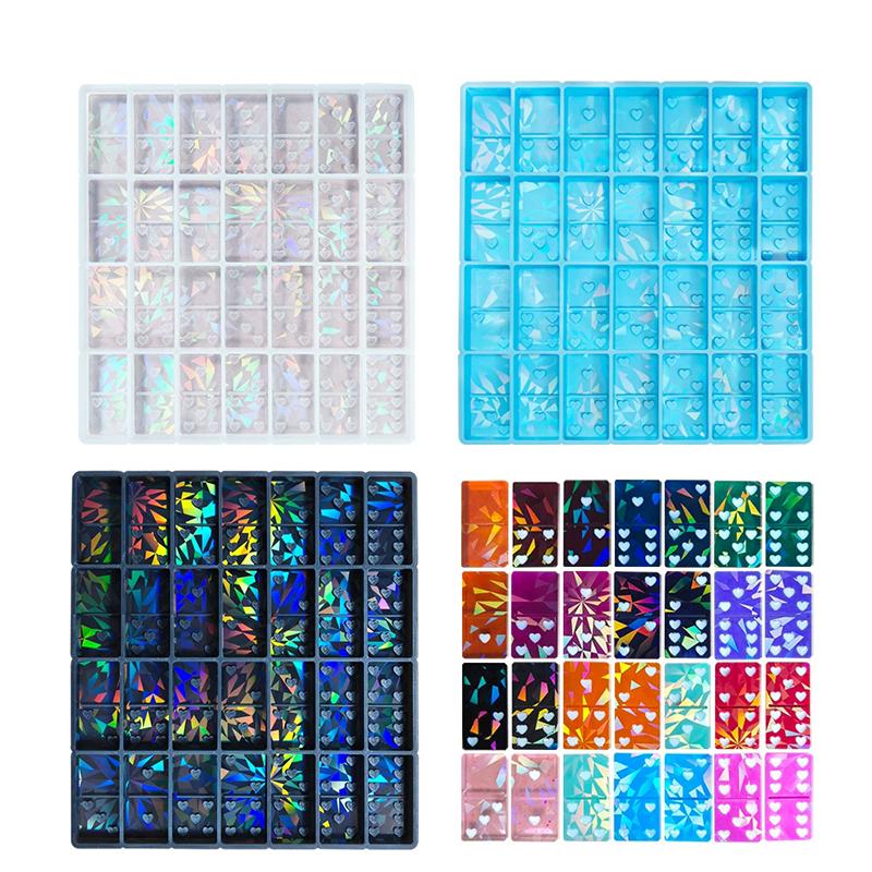 WTEMPO Mini Heart Shaped Dot Domino Silicone Molds DIY Laser Pattern Design Resin Molds Soft Handmade Liquid Molds Valentine's Day Holiday Gifts
