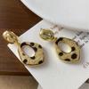 Light Luxury French Retro Leopard Geometric Hollow-out Stud Earrings for Women