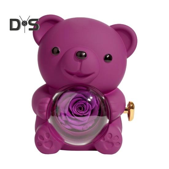 Bevart Rose Klem Bjørn Gave med Hjerte Halskjede Roterbar Evig Blomst Bjørn Gaveeske Kone Mamma Bestemor Kjæreste Valentinsdag Bursdagsgave