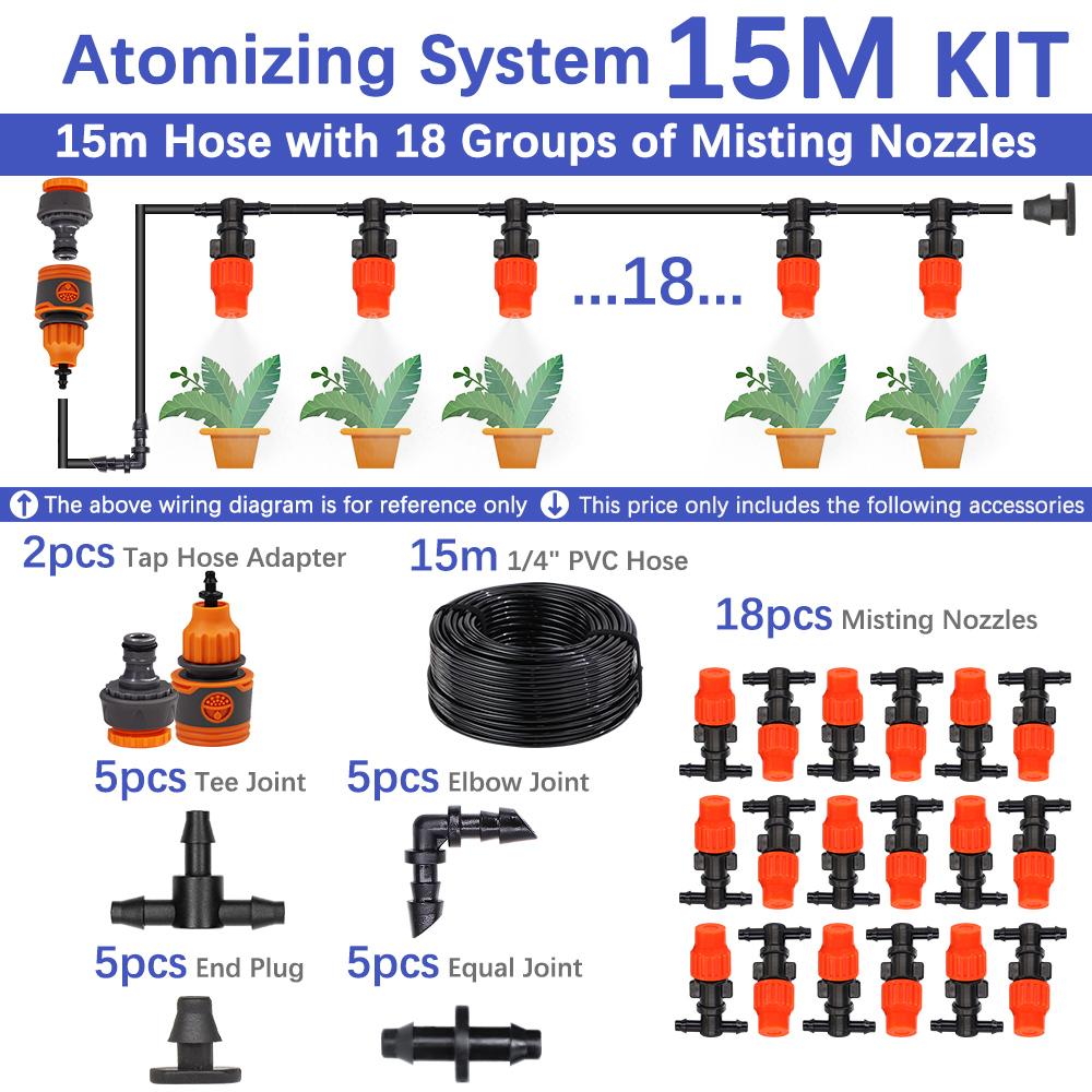 30-5M 60W Self-priming Pump with Timer Misting Cooling System Adjustable 0-25L/H Atomization Sprayer Garden Irrigation Watering