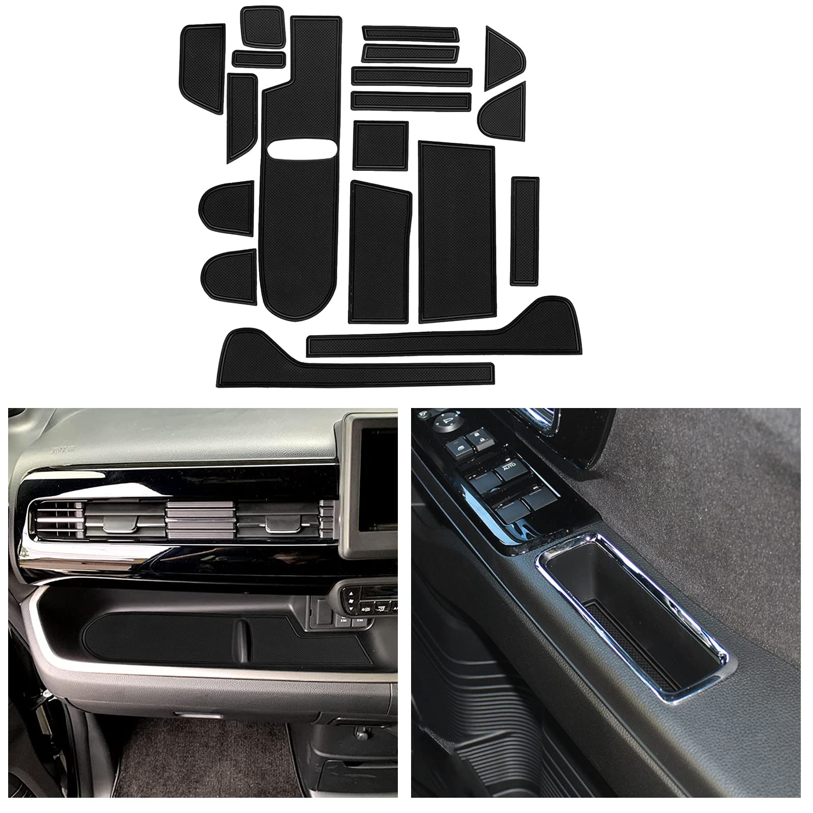 

CDEFG Set of Honda Interior Rubber Pocket Mats for Model August 2017 December Door Slot PVC Noise Rubber Floor Console Custom Interior Multiple Colors