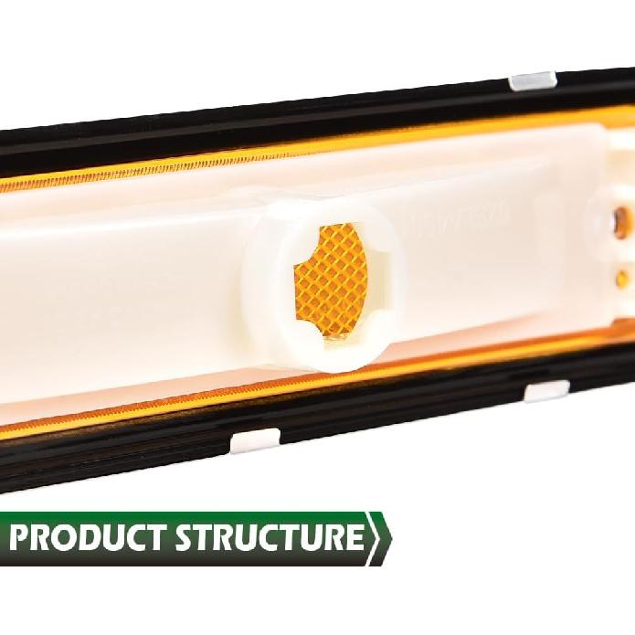 GRAND ORANGE Front Side Marker Lights Chrome Bezel Amber Lens Fit Chevy Blazer GMC Jimmy Suburban C/K R Truck 1981-1991, 915558 915557 GM2551107