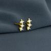 Minimal Vertical Triple Stud Earrings - 925 Sterling Silver Yellow Plated