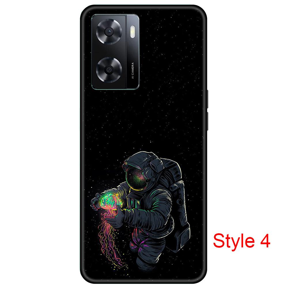 Black Case for Oppo A57 4G OppoA57 PFTM20 Cute Cartoon bumper Soft Silicon 6.56inch shockproof Full protection Cover