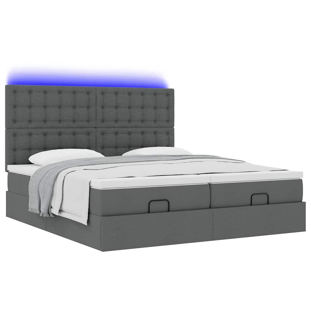 Enjoy a Restful Night S Sleep with This Ottoman Bed with Mattresses and LED Lighting In Dark Gray 180 X 200 Cm Fabric
