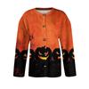 Damen Halloween Print Langarm Strickjacke Knopfleiste Mantel