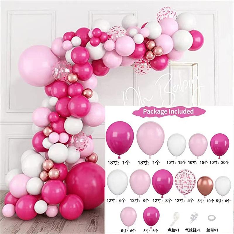 Vintage Rose Red Suit Balloon Chain New Year'S Party Wedding Scene Arrangement Balloon Store Opening Decoration