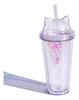 Geschenk-kundenspezifischer Becher-kreativer Plastikwasser-Becher-Strohbecher-nette Katze-Ohr-Flash-Film-Doppelschicht-Becher-Wasser-Flasche