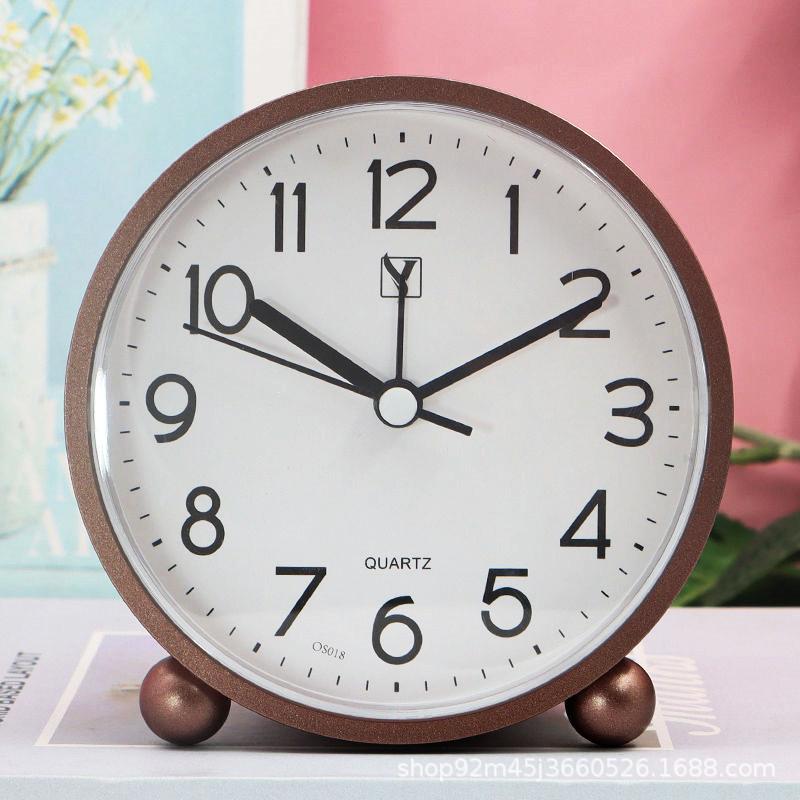 Alarm Clock Retro Clock Metal Table Style Silent Bedside Stylish Clock Living Room Bedroom European Simple Table Clock