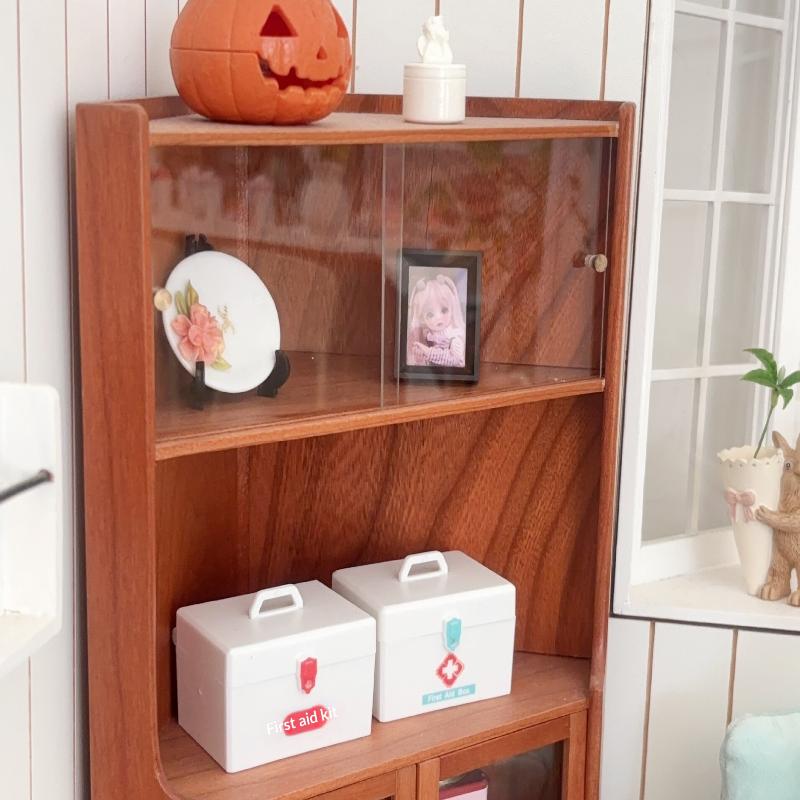 1/12 Dollhouse Miniature Simulation Medicine Box Emergency Case Model Toys Dollhouse Living Room Decoration Micro Scene Ornament